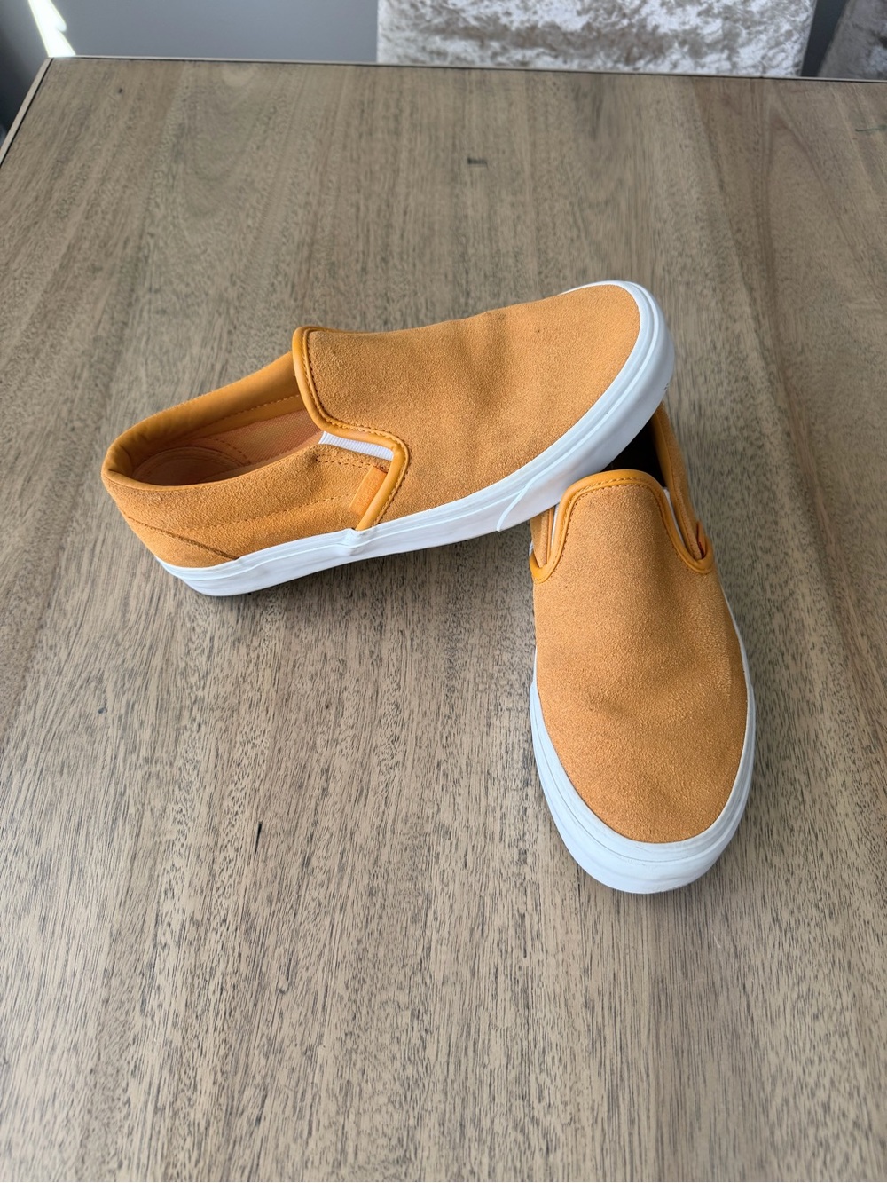 Vans Mustard Yellow Canvas Slip-On Shoe Classic Old Skool Mens 6 Women’s 7.5